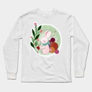 Bunny knitting heart Long Sleeve T-Shirt